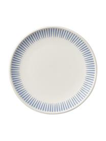 Dinerborden Zabelle met streepversiering, 4 stuks, Keramiek, Crèmewit, blauw, Ø 27 x H 3 cm
