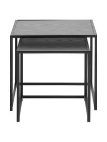 Tables gigognes noires Seaford, 2 élém., MDF (panneau en fibres de bois à densité moyenne), métal, Bois, noir, Lot de différentes tailles