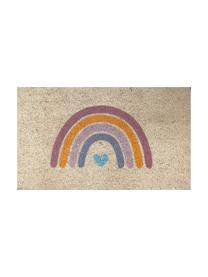 Deurmat Rainbow, Bovenzijde: kokosvezels, Onderzijde: vinyl, Beige, meerkleurig, B 45 x L 75 cm