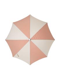 Parasol rose à franges 70's, inclinable, Rose, blanc cassé, Ø 180 x haut. 230 cm