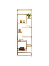 Libreria in metallo Loft, Ripiani: vetro temperato, Dorato, Larg. 60 x Alt. 195 cm
