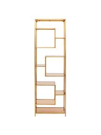 Libreria in metallo Loft, Ripiani: vetro temperato, Dorato, Larg. 60 x Alt. 195 cm