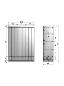 Armoire 3 portes battantes Dennis, Gris, larg. 140 x haut. 195 cm