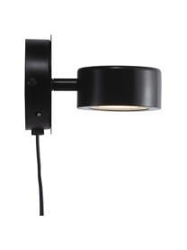 Kleine dimbare LED wandlamp Clyde, Lampenkap: gecoat metaal, Zwart, B 10 x D 13 cm
