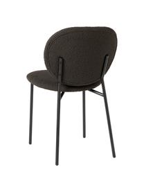 Krzesło tapicerowane bouclé Ulrica, 2 szt., Tapicerka: bouclé (100% poliester) D, Nogi: metal powlekany, Czarny bouclé, czarny, S 47 x G 61 cm