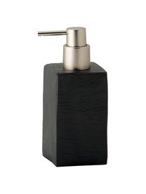 Seifenspender Slate in Schiefer-Optik, Behälter: Polyresin in Schiefer-Opt, Pumpkopf: Kunststoff, Schwarz, B 7 x H 17 cm
