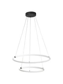 Dimbare LED hanglamp ring in wit, Lampenkap: acryl, Baldakijn: gecoat staal, Wit, Zwart, Ø 59 x H 120 cm