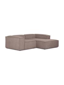 Sofá rinconera modular de pana Lennon, Tapizado: pana (92% poliéster, 8% p, Estructura: madera de pino maciza, ma, Patas: plástico, Pana marrón, An 238 x F 180 cm, chaise longue derecha