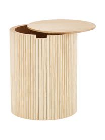 Table d'appoint avec rangement Nele, MDF (panneau en fibres de bois à densité moyenne) avec placage en frêne, Brun clair, Ø 40 x haut. 51 cm