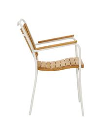 Krzesło ogrodowe z podłokietnikami  Hard & Ellen, Stelaż: aluminium malowane proszk, Biały, drewno tekowe, S 56 x W 78 cm
