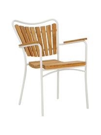 Záhradná drevená stolička s opierkami Hard & Ellen, Biela, tíkové drevo, Š 56 x V 78 cm