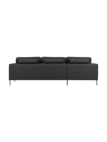 Sofa narożna z metalowymi nogami Cucita (3-osobowa), Tapicerka: tkanina (100% poliester) , Stelaż: lite drewno sosnowe z cer, Nogi: metal lakierowany Ten pro, Antracytowa tkanina, S 262 x G 163 cm, lewostronna