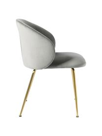 Sillas tapizadas en terciopelo Luisa, 2 uds., Tapizado: terciopelo de poliéster A, Patas: metal con pintura en polv, Terciopelo gris beige, dorado, An 59 x F 58 cm