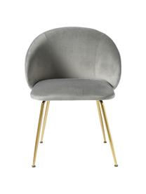 Sillas tapizadas en terciopelo Luisa, 2 uds., Tapizado: terciopelo de poliéster A, Patas: metal con pintura en polv, Terciopelo gris beige, dorado, An 59 x F 58 cm