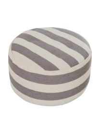 Puf artesanal Lani, Funda: poliéster reciclado, Gris, blanco, Ø 65 x Al 30 cm
