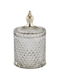 Boîte de rangement en verre Miya, Verre, Gris, couleur dorée, Ø 10 x haut. 18 cm