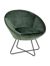 Fluwelen fauteuil Center in groen, Bekleding: polyester fluweel Met 25., Frame: metaal, gepoedercoat, Fluweel bosgroen, B 82 x H 71 cm