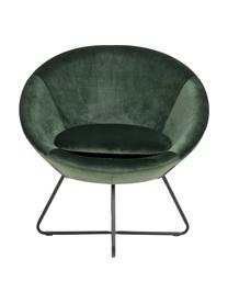 Fluwelen fauteuil Center in groen, Bekleding: polyester fluweel, Frame: gepoedercoat metaal, Fluweel bosgroen, 82 x 71 cm