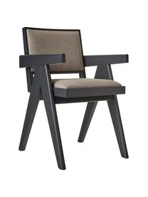Chaise à accoudoirs rembourrée Sissi, Noir avec garnissage, larg. 58 x prof. 52 cm