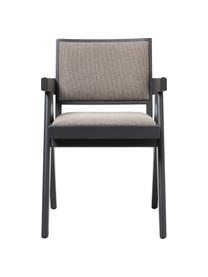 Chaise à accoudoirs rembourrée Sissi, Tissu taupe, noir, larg. 58 x prof. 52 cm