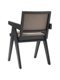 Chaise à accoudoirs rembourrée Sissi, Tissu taupe, noir, larg. 58 x prof. 52 cm