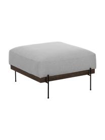 Voetenbank Brooks met metalen poten, Bekleding: polyester, Frame: massief grenenhout, Frame: grenenhout, gelakt, Poten: gepoedercoat metaal, Geweven stof grijs, B 80 x H 43 cm