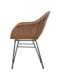 Krzesło z podłokietnikami z polirattanu Costa, 2 szt., Stelaż: metal malowany proszkowo, Beżowy, S 57 x G 58 cm