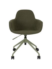 Bouclé-Schreibtischstuhl Albert, höhenverstellbar, Bezug: 100 % Polyester Der strap, Rahmen: Aluminium, geschliffen Si, Bouclé Grün, B 59 x T 52 cm