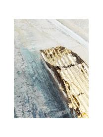 Beschilderd canvasprint Golden Blue I, Blauwtinten, grijstinten, goudkleurig, B 90 x H 120 cm