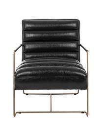 Sillón de cuero sintético Brianna, Funda: cuero sintético, Patas: metal recubierto de epoxi, Cuero sintético gris antracita, An 63 x F 74 cm