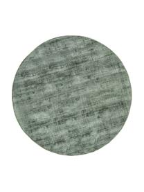 Alfombra redonda artesanal de viscosa Jane, Parte superior: 100% viscosa, Reverso: 100% algodón El material , Verde, Ø 200 cm (Tamaño L)