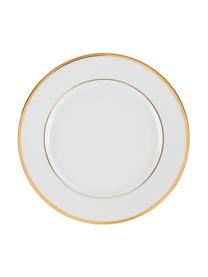 Assiette plate porcelaine bord doré Ginger, 6 pièces, Blanc, couleur dorée