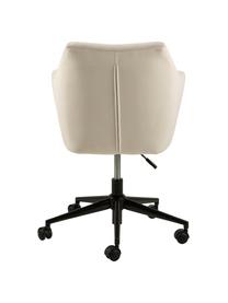 Fluwelen bureaustoel Nora, in hoogte verstelbaar, Bekleding: polyester (fluweel), Frame: gepoedercoat metaal, Beige, zwart, B 58 x D 58 cm