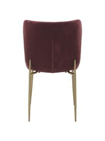 Krzesło tapicerowane z aksamitu Tess, Tapicerka: aksamit (poliester) Dzięk, Nogi: metal malowany proszkowo, Bordowy aksamit, złoty, S 49 x G 64 cm