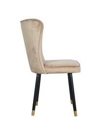 Krzesło tapicerowane z aksamitu Monti, Tapicerka: aksamit (100% poliester), Nogi: drewno naturalne, fornir, Beżowy aksamit, S 55 x G 66 cm