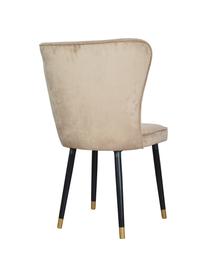 Sedia imbottita in velluto beige Monti, Rivestimento: velluto (100% poliestere), Gambe: legno impiallacciato, Velluto beige, nero, dorato, Larg. 55 x Prof. 66 cm
