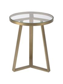 Tavolino dorato con piano in vetro Fortunata, Struttura: metallo spazzolato, Trasparente, dorato, Ø 40 x Alt. 51 cm