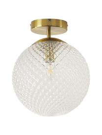 Kleine Deckenleuchte Lorna aus Glas, Lampenschirm: Glas, Baldachin: Metall, galvanisiert, Transparent, Goldfarben, Ø 25 x H 30 cm