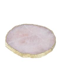 Posavasos de piedras preciosas Crystal, 4 uds., Cuarzo rosa, Cuarzo rosa, dorado, Ø 11 cm