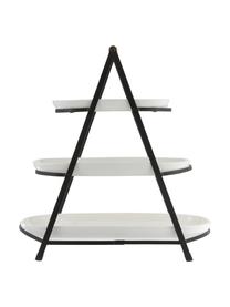 Présentoir à gâteaux porcelaine avec plateaux amovibles Tower, Blanc, noir, bois, larg. 50 x haut. 55 cm