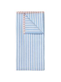Gestreepte katoenen theedoeken Lamel, 2 stuks, 100% katoen, Wit, blauw, roze, B 50 x L 70 cm
