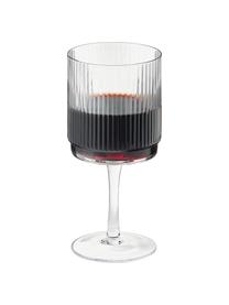 Ručně vyrobené sklenice na víno s rýhovaným reliéfem Minna, 4 ks, Foukané sklo, Transparentní, Ø 8 cm, V 17 cm