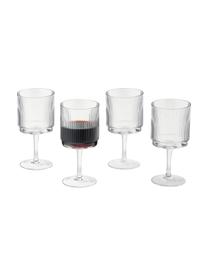 Copas de vino artesanales con relieve Minna, 4 uds., Vidrio soplado artesanalmente, Transparente, Ø 8 x Al 17 cm