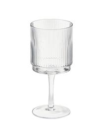 Copas de vino artesanales con relieve Minna, 4 uds., Vidrio soplado artesanalmente, Transparente, Ø 8 x Al 17 cm