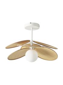 Lampa sufitowa z włókna naturalnego Milani, Stelaż: metal malowany proszkowo, Beżowy, biały, Ø 45 x W 31 cm