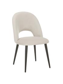 Sedia imbottita in velluto Rachel, Rivestimento: velluto (100% poliestere), Gambe: metallo verniciato a polv, Velluto bianco crema, Larg. 53 x Prof. 57 cm