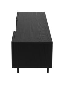 TV stolek s žebrovanou přední stranou Mojo, Černá, Š 180 cm, V 50 cm