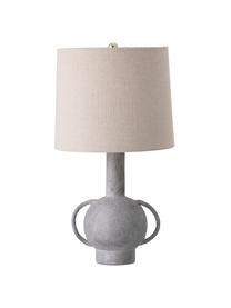 Lampada da tavolo grande in gres e lino Ranya, Paralume: lino, Base della lampada: terracotta, Decorazione: metallo, Beige chiaro, grigio, Ø 31 x Alt. 59 cm