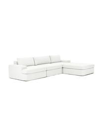Canapé modulable 4 places Russell, Tissu blanc crème, larg. 309 x haut. 77 cm