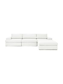 Canapé modulable 4 places Russell, Tissu blanc crème, larg. 309 x haut. 77 cm